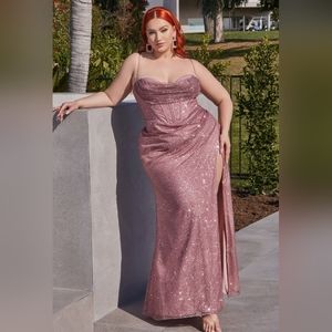 Corset glitter sheath plus size long gown